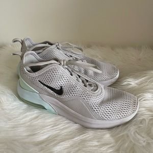 Blue and grey Nike running shoes.